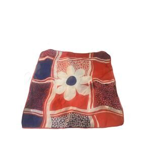 Vintage Floral Eco-Friendly Scarf red white and Blue